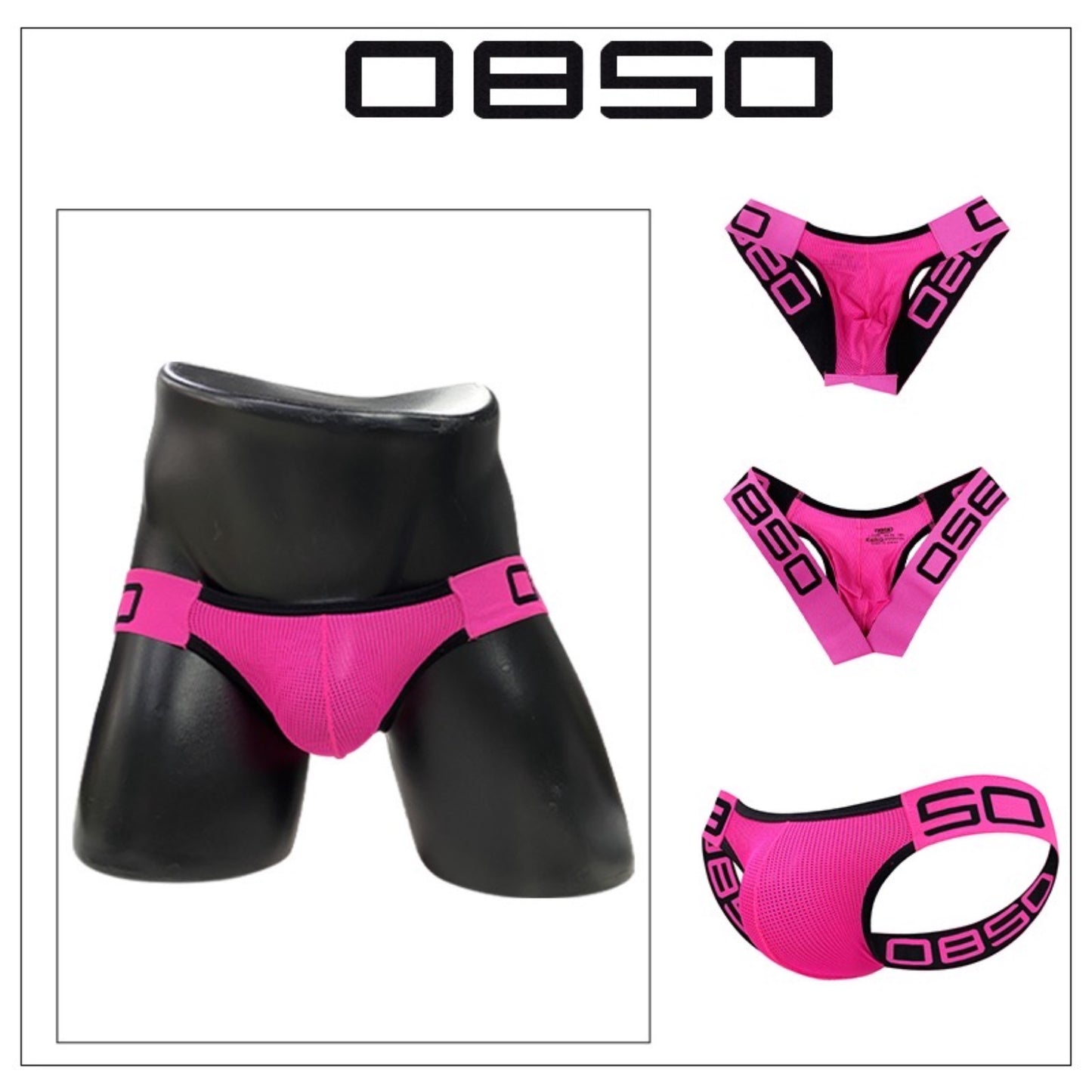 OBSO MEN’S STRAPLESS BUM LIFTING MESH JOCKSTRAP