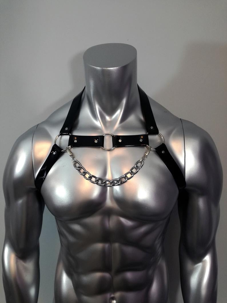 MEN’S UNIFORM TEMPTATION LEATHER HARNESS AND LINGERIE BUNDLE