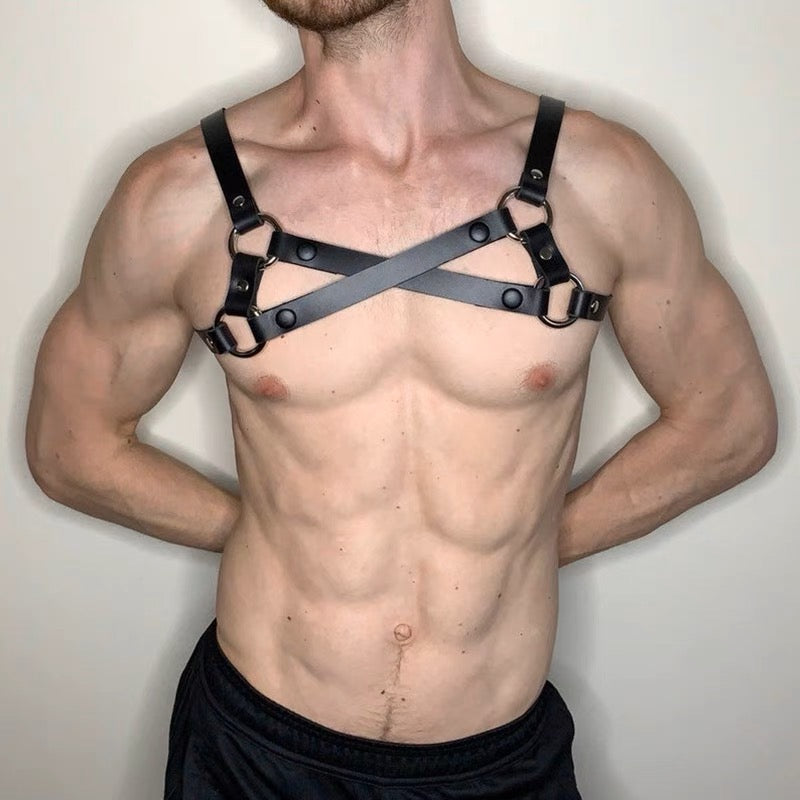 MEN’S UNIFORM TEMPTATION LEATHER HARNESS AND JOCK BUNDLE