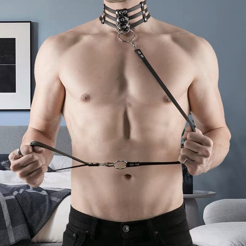 MEN’S UNIFORM TEMPTATION LEATHER CHOKER AND JOCK BUNDLE