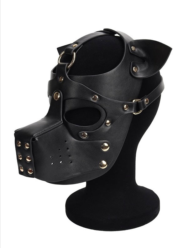 UNISEX PREMIUM PU LEATHER PUP PLAY HOODS