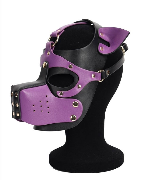 UNISEX PREMIUM PU LEATHER PUP PLAY HOODS