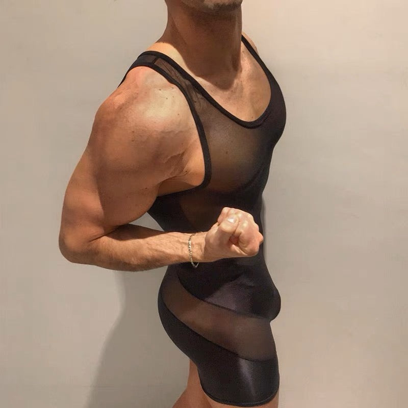 MIBOER MEN’S SHEER JUMPSUIT
