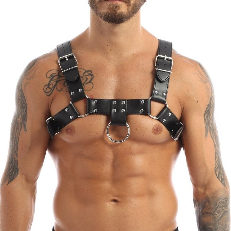 DOMUS MEN’S LEATHER BULLDOG SUSPENDER HARNESS