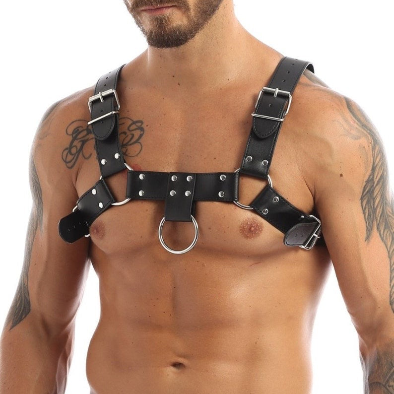 DOMUS MEN’S LEATHER BULLDOG SUSPENDER HARNESS