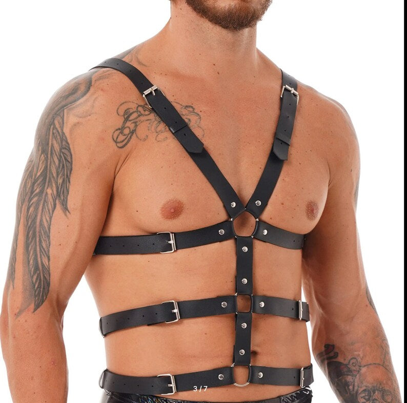ZEUS MEN’S BONDAGE LEATHER BODY HARNESS