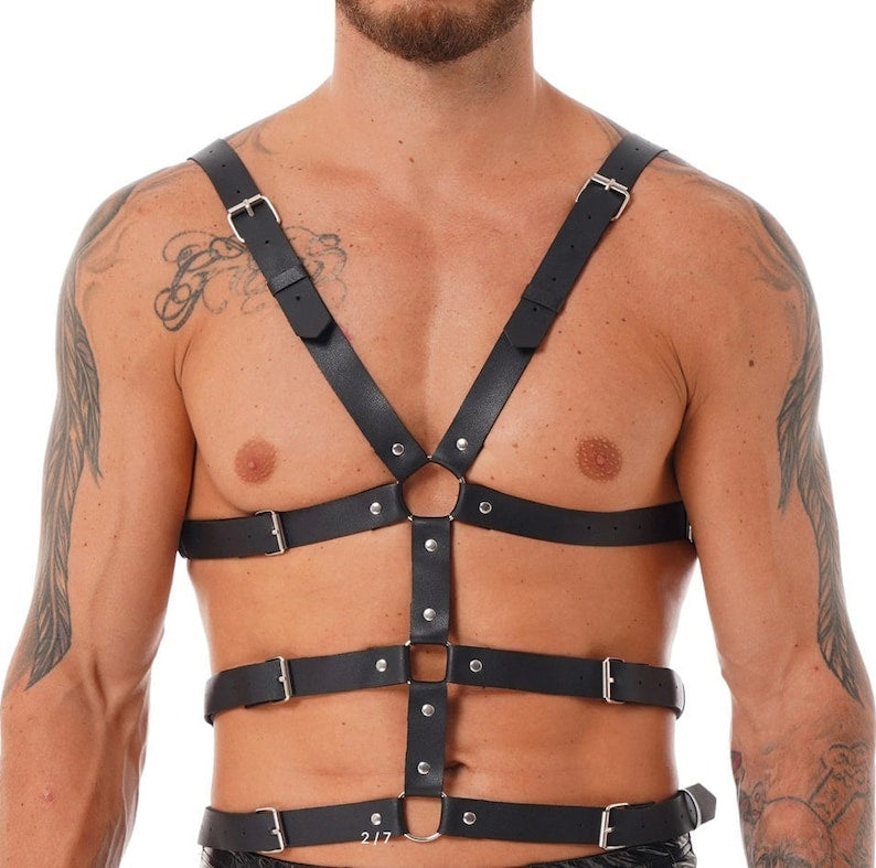 ZEUS MEN’S BONDAGE LEATHER BODY HARNESS