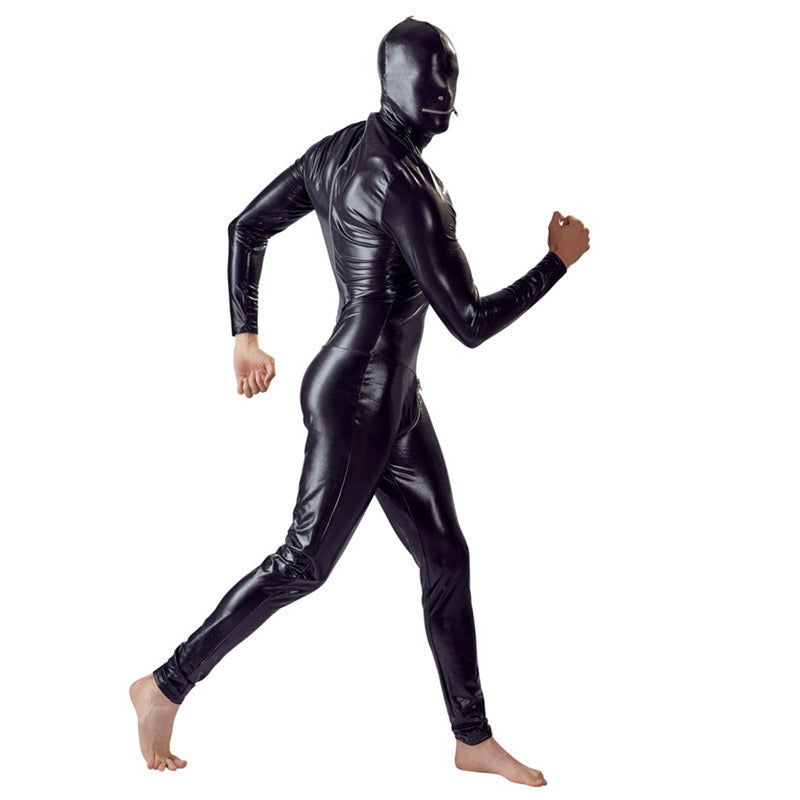 MEN’S LEATHER COCOON SCULPT JUMPSUIT