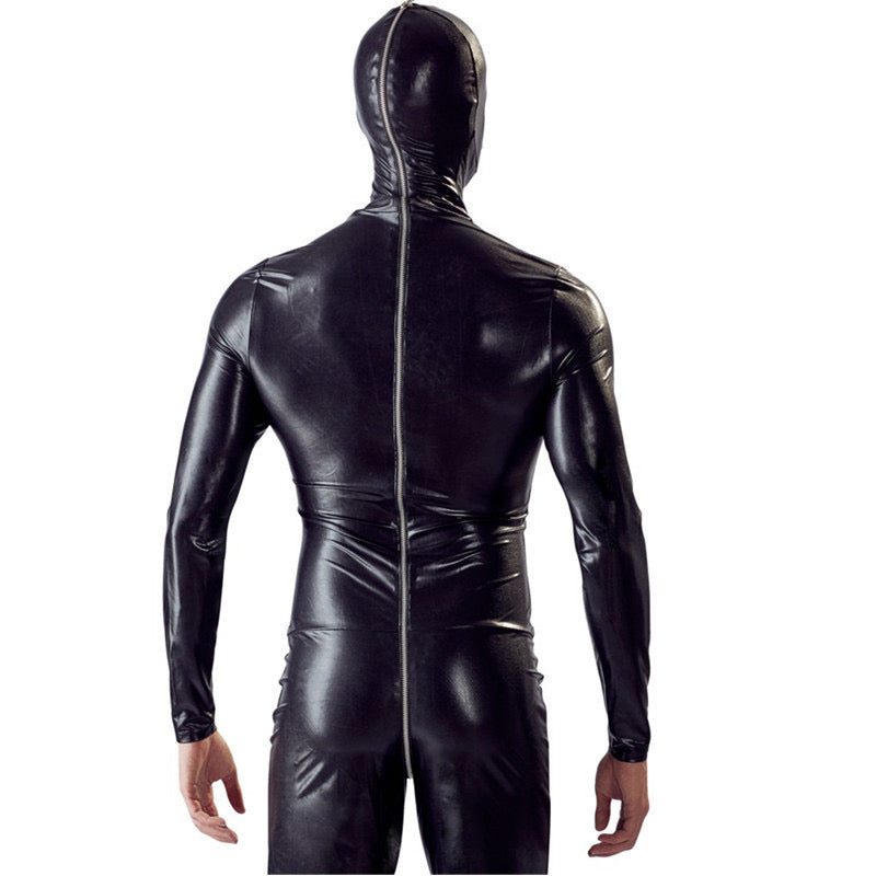 MEN’S LEATHER COCOON SCULPT JUMPSUIT