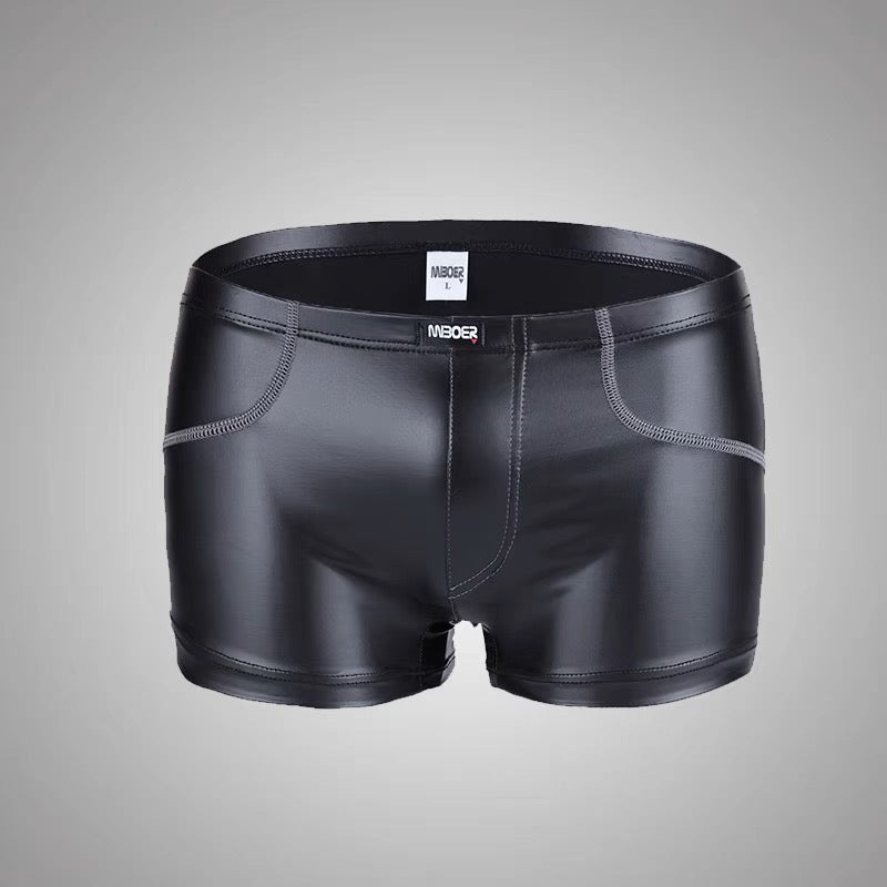 MIBOER MEN’S LEATHER BOXER SHORTS