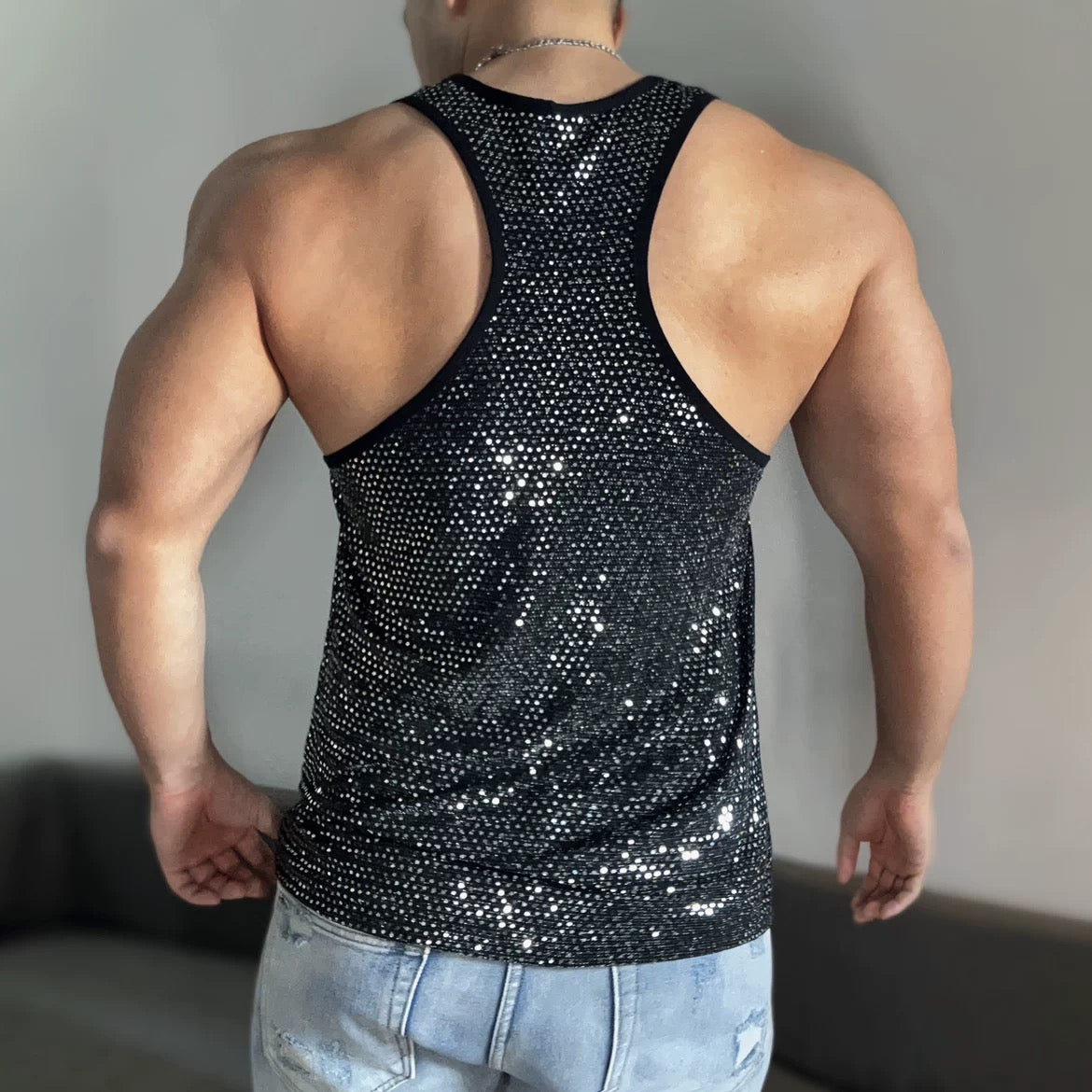 MEN’S MIRROR GLITTER TANK TOP