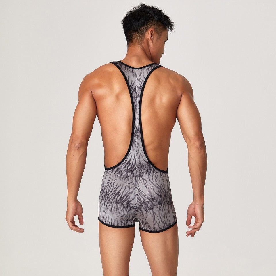TAUWELL MEN’S TIGER PATTERN JUMPSUIT