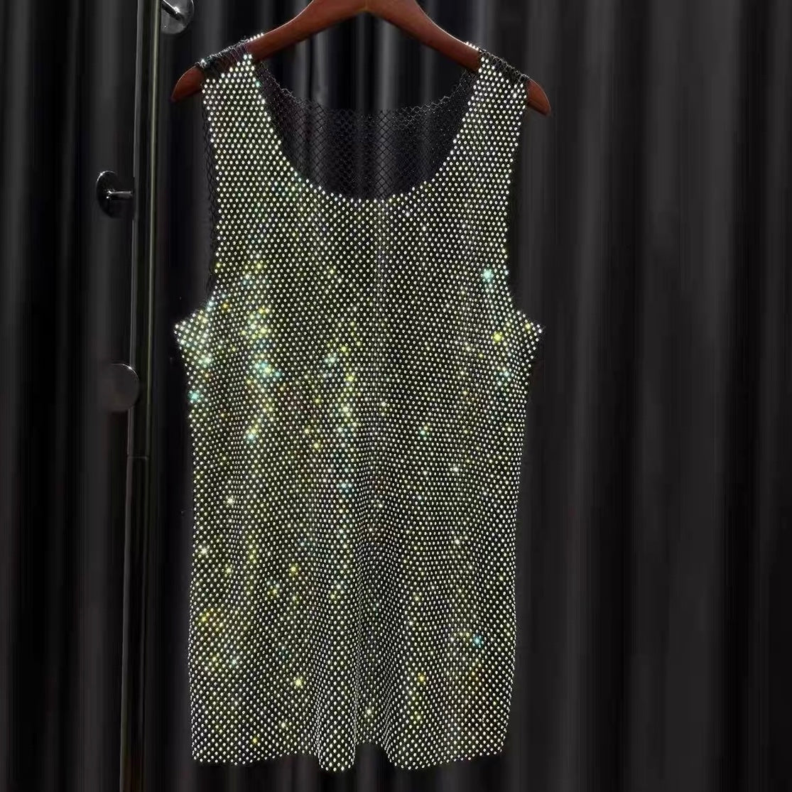 MEN’S RHINESTONE SHIMMERY TANK TOPS