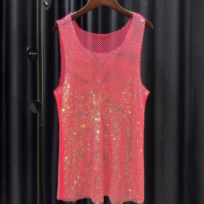 MEN’S RHINESTONE SHIMMERY TANK TOPS