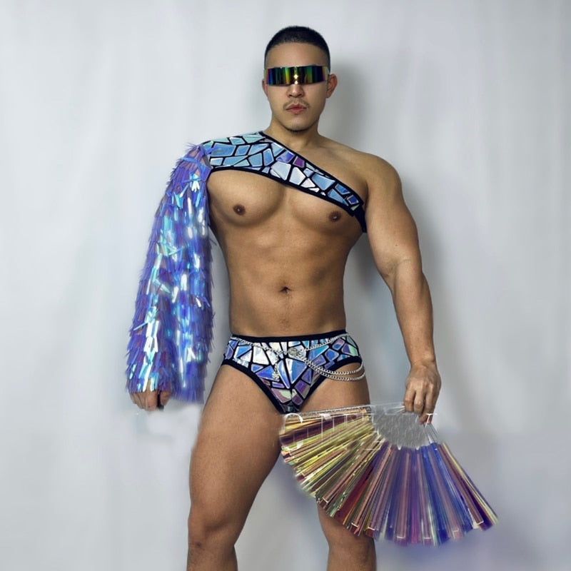 IMITATION MIRROR CROP TOP MALE GOGO COSTUME