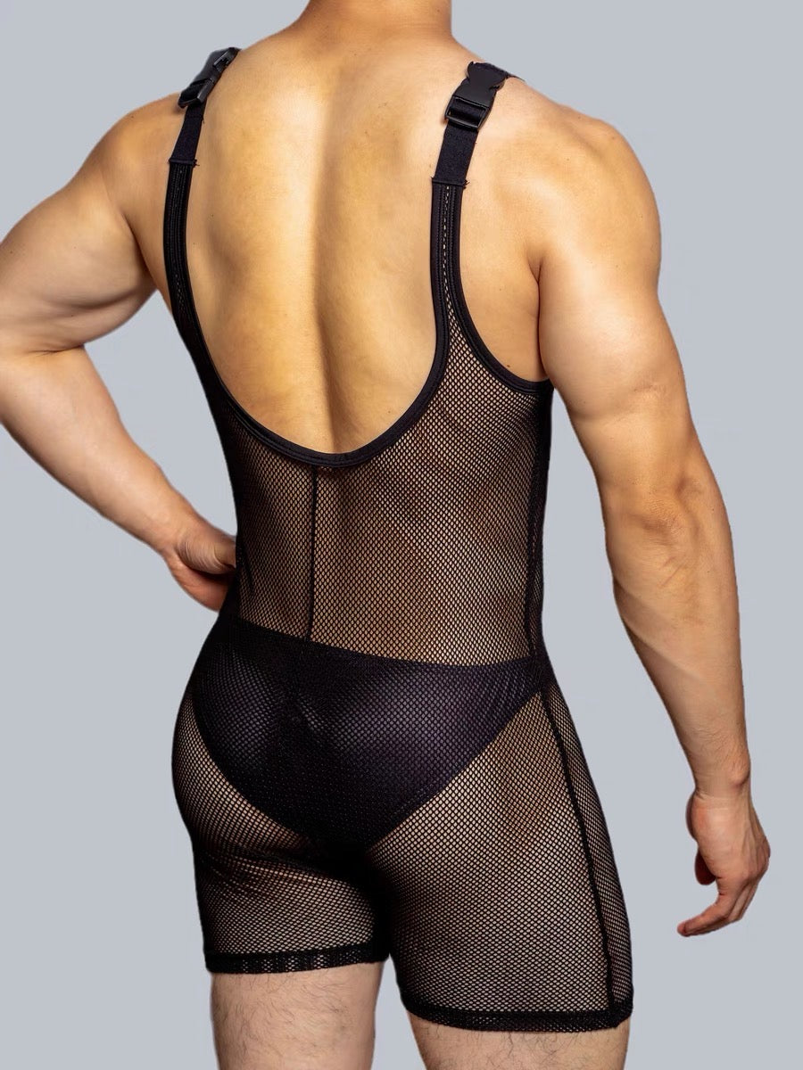 DM MEN’S BODY SCULPTING SHEER JUMPSUIT