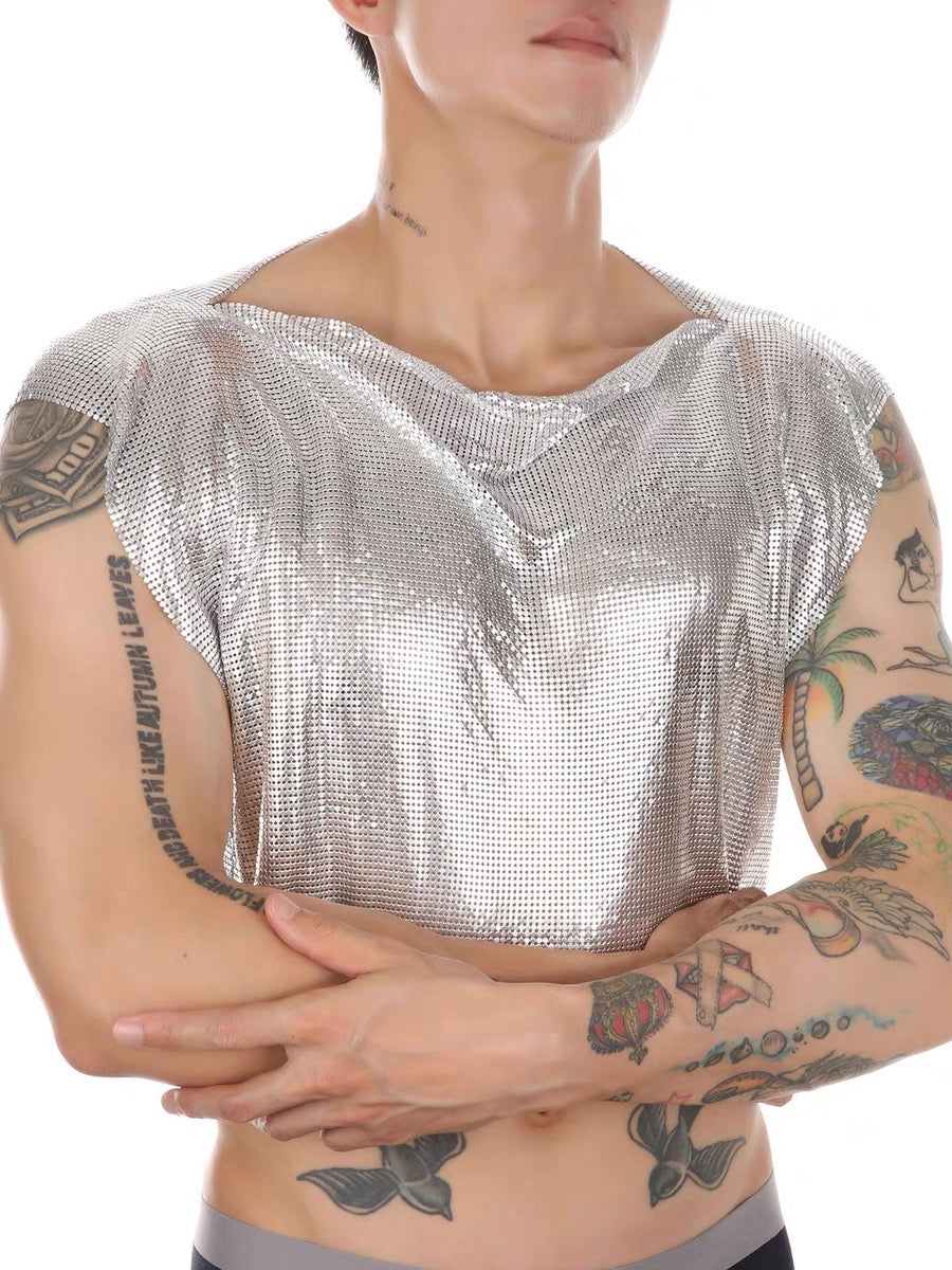 MEN’S METALLIC CROP TANK TOPS