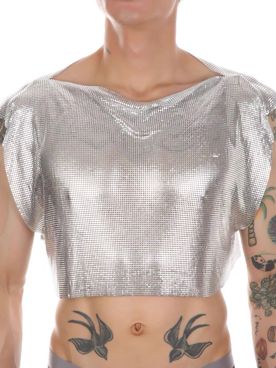 MEN’S METALLIC CROP TANK TOPS