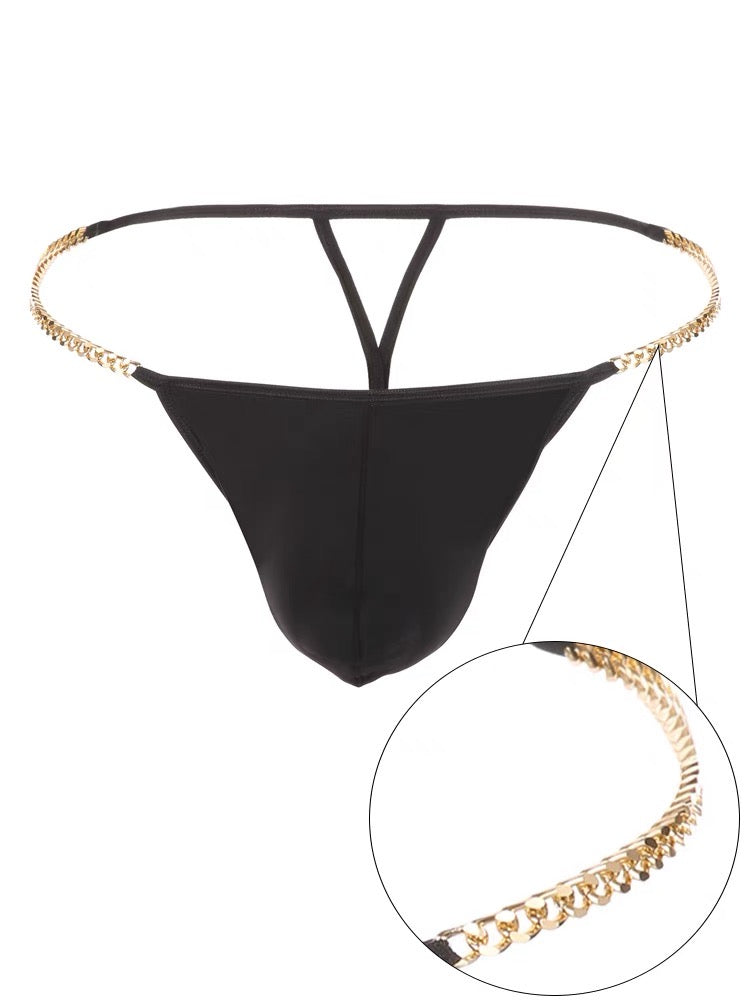 MEN’S DESIGNER GOLD CHAIN THONG