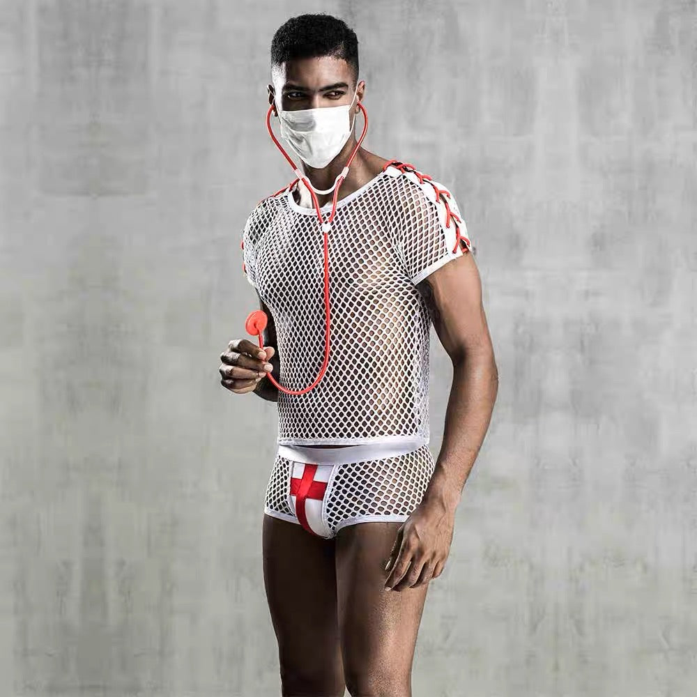 MEN’S ROLE PLAY DOCTOR MESH COSTUME PACK