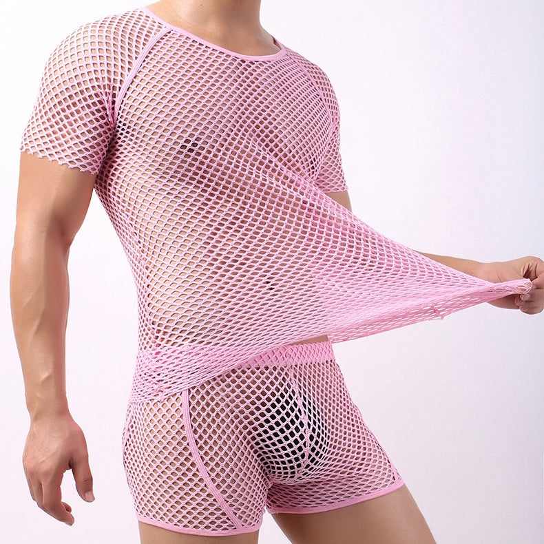MEN’S FISHNET TANK TOP SHORTS SOCKS BUNDLE