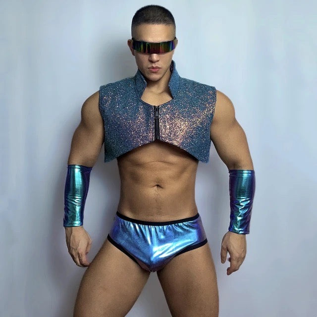 GLITTER VEST AND BRIEFS MALE GOGO  COSTUME