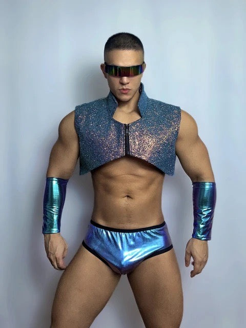 GLITTER VEST AND BRIEFS MALE GOGO  COSTUME