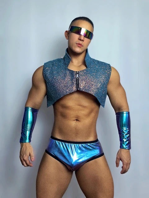 GLITTER VEST AND BRIEFS MALE GOGO  COSTUME