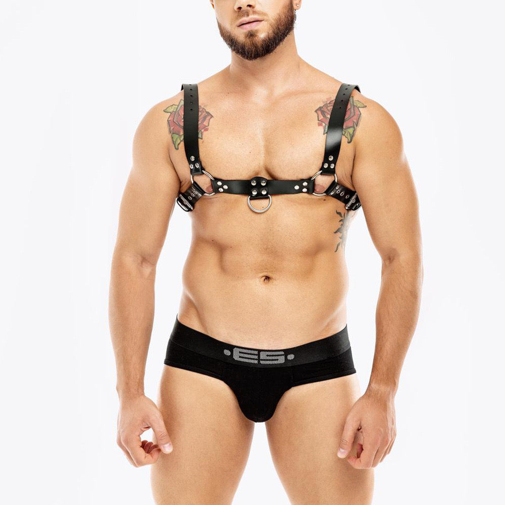 THE ODIN MEN’S LEATHER AND CHAIN BULLDOG HARNESS