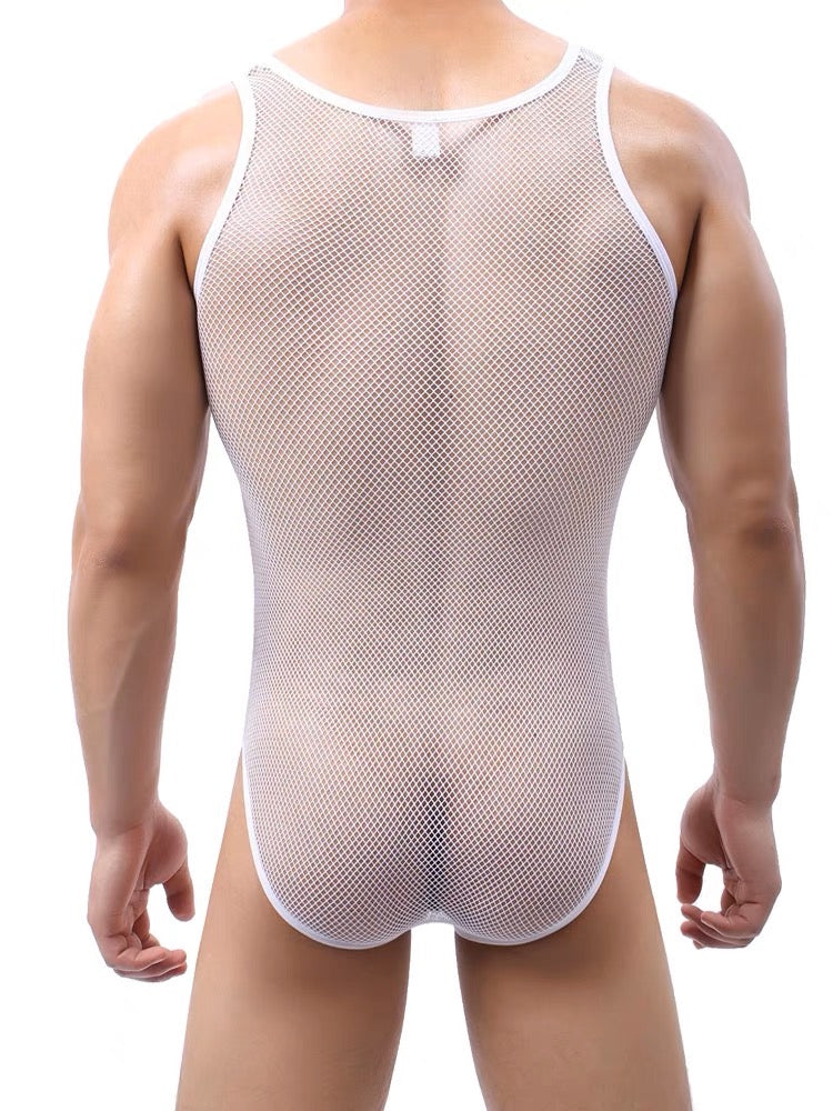 MEN’S SEE-THROUGH MESH BODYSUIT