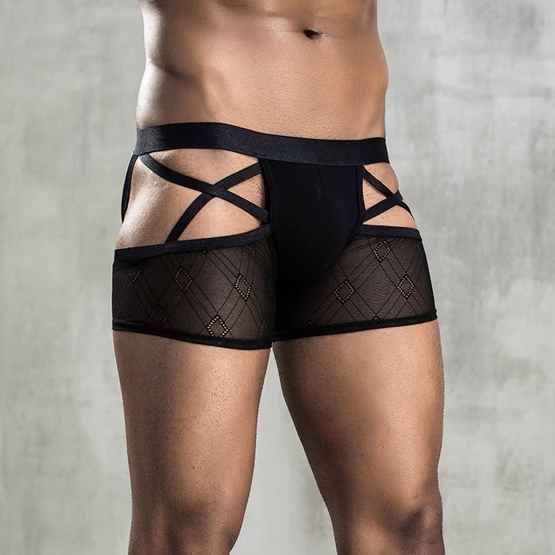 MEN’S DESIGNER SEE-THROUGH MESH SHORTS