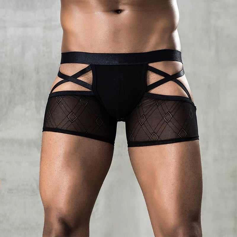 MEN’S DESIGNER SEE-THROUGH MESH SHORTS