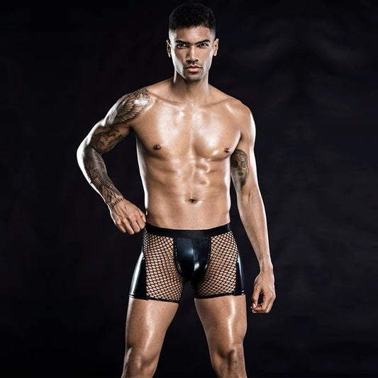 MEN’S DESIGNER FISHNET MESH BOXER SHORTS