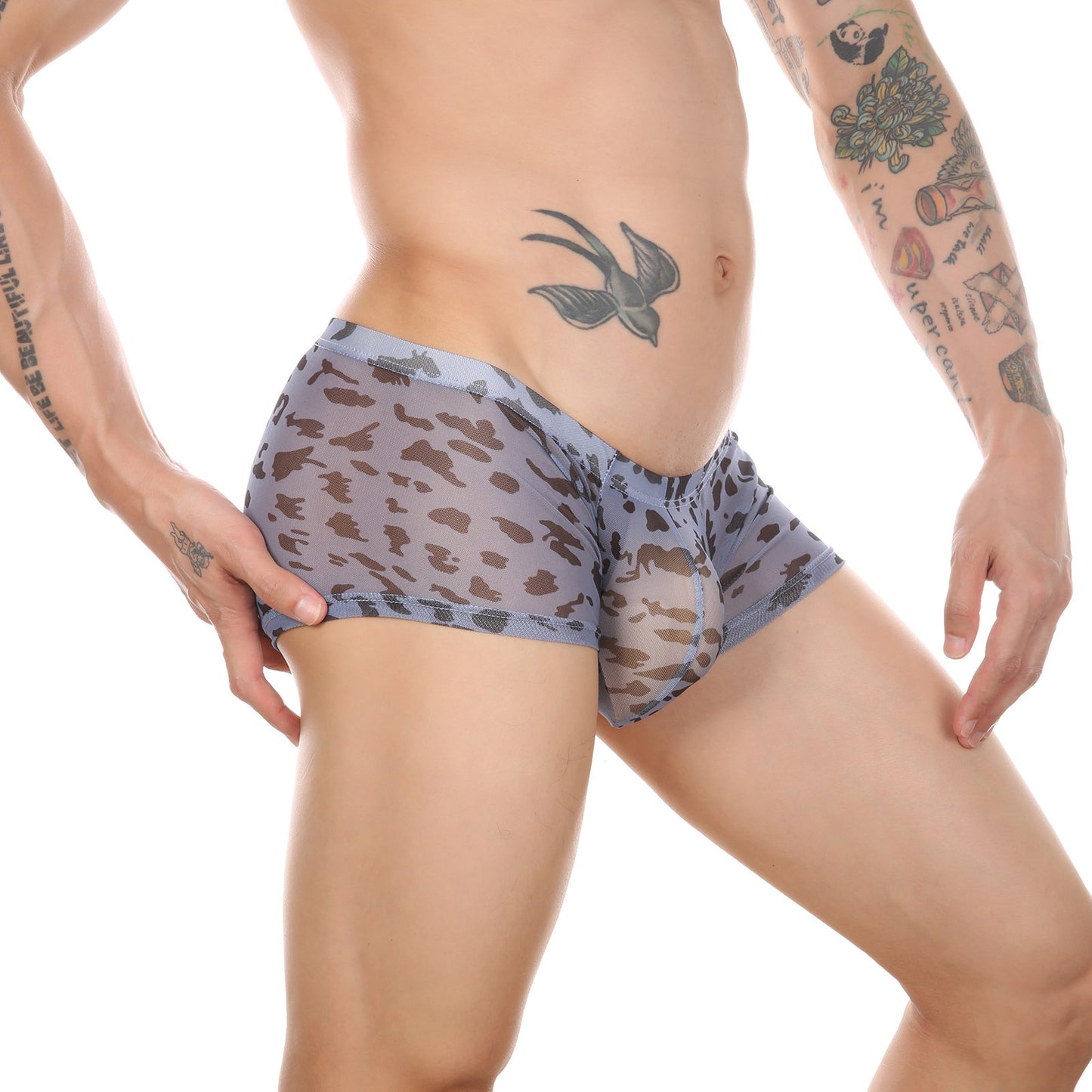 MEN’S ICE SILK LEOPARD BOXER BRIEFS