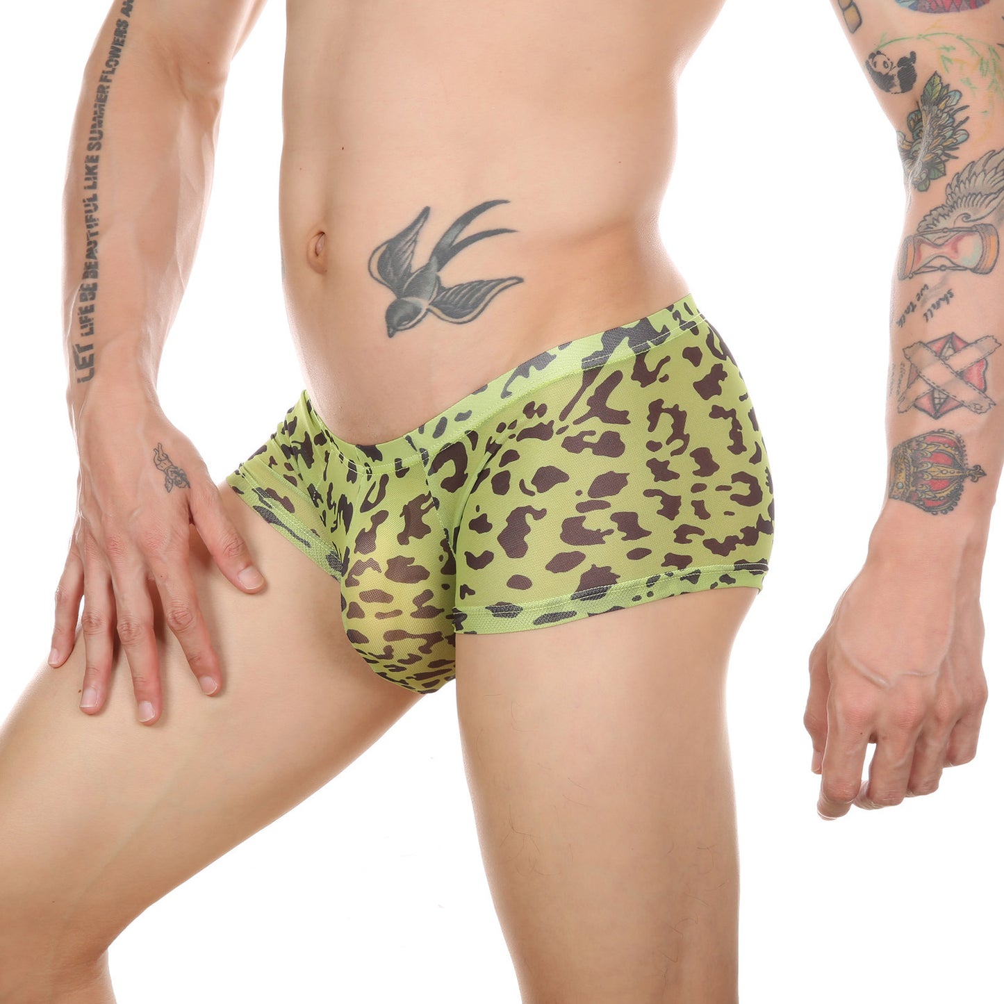 MEN’S ICE SILK LEOPARD BOXER BRIEFS