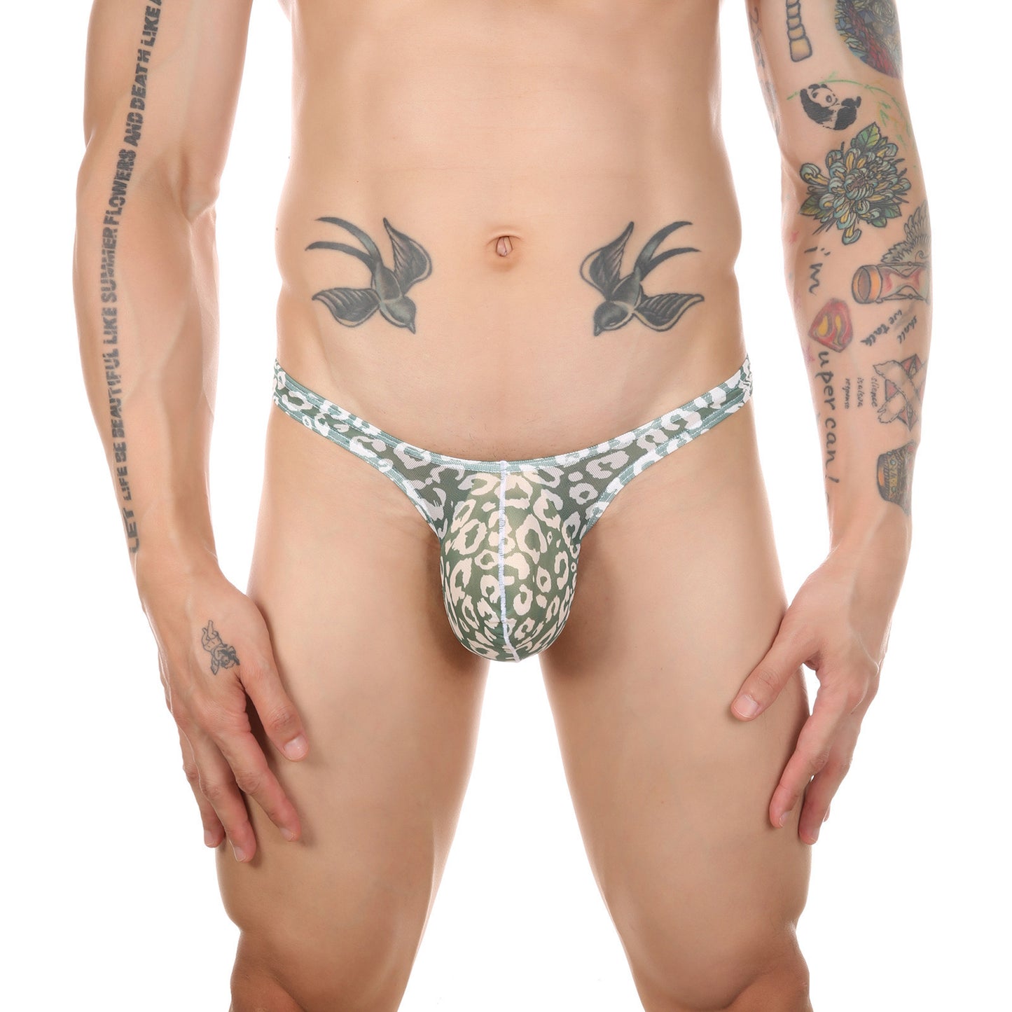 MEN’S LEOPARD PRINT MESH THONG