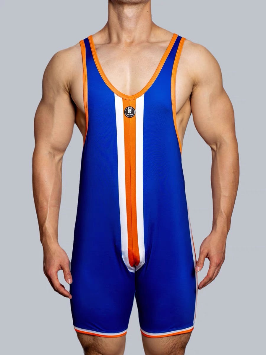 DM MEN’S STRIPED WRESTLING JUMPSUIT