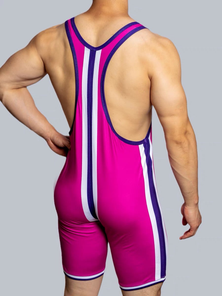 DM MEN’S STRIPED WRESTLING JUMPSUIT